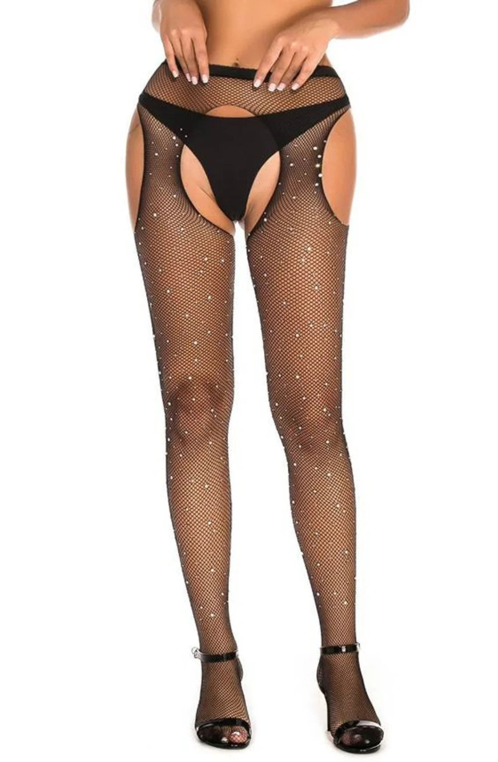 Sparkly Fishnet Black Tights